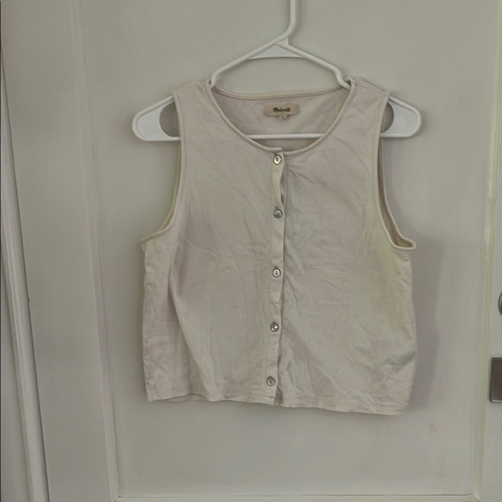 Écru Button-Up Tank Top